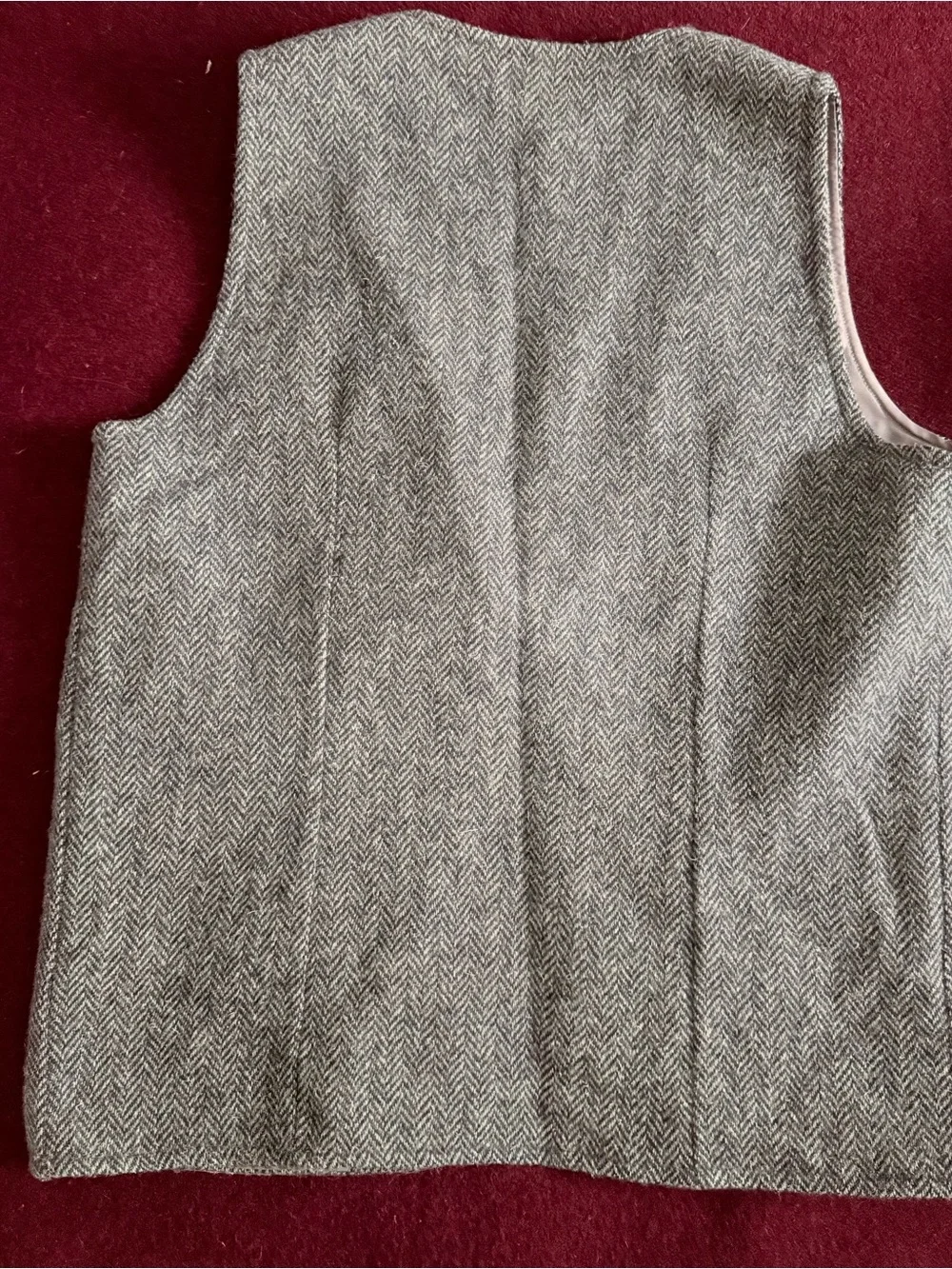 Vintage Herringbone Wool Vest - Gray